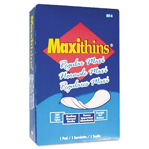Maxithins Vended Sanitary Napkins #4, Maxi, Individually Boxed Napkins, PK100 PK, Hospeco, Mfr#: MT4FS